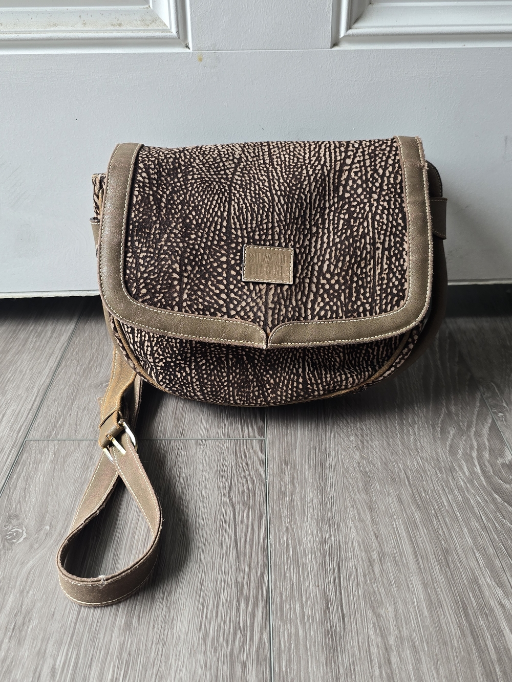 Silvano Biagini Made Italy Calf Hair Saddle Crossbody Bag Animal Print